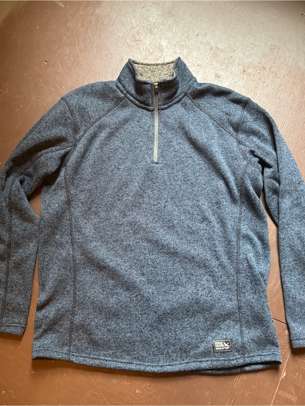 Eddie Bauer Men's Heathered Navy Quarter-Zip Sweater